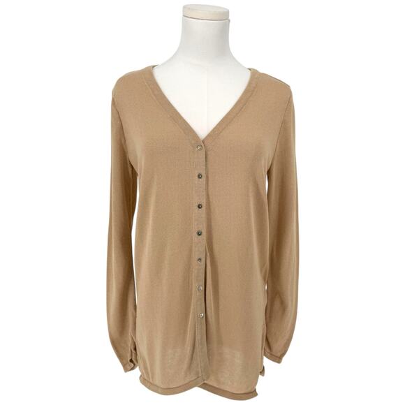 Y2K VTG Minimalist Neutral Lightweight Cardigan Sweater Women’s M Viscose Blend - Picture 1 of 6